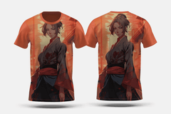 Next Print Anime style portrait of traditional japanese samurai character Printed t-shirt - Next Print
