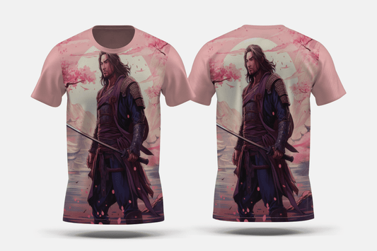 Next Print Anime style portrait of traditional japanese samurai character Printed t-shirt - Next Print