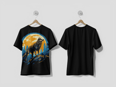 NEXT PRINT Arafed wolf standing on a rock with a full moon in the background generative - Next Print