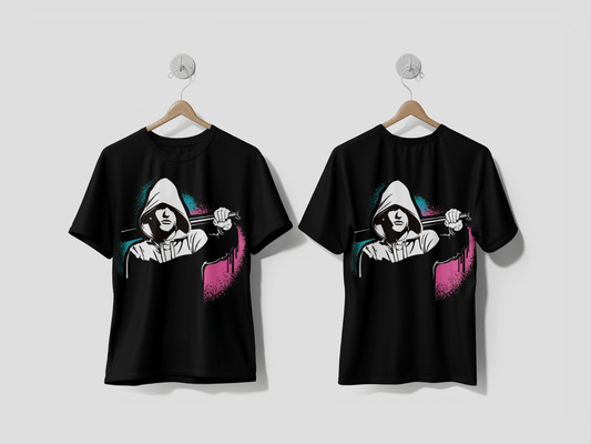 Next Print Bandit and hooligan criminal nightlife Vector illustration isolated on white printed t-shirt - Next Print