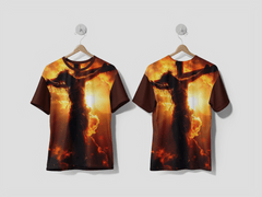 NEXT PRINT Biblical Illustration Jesus on the Cross Wearing the Crown of Thorns Design printed t-shirt - Next Print