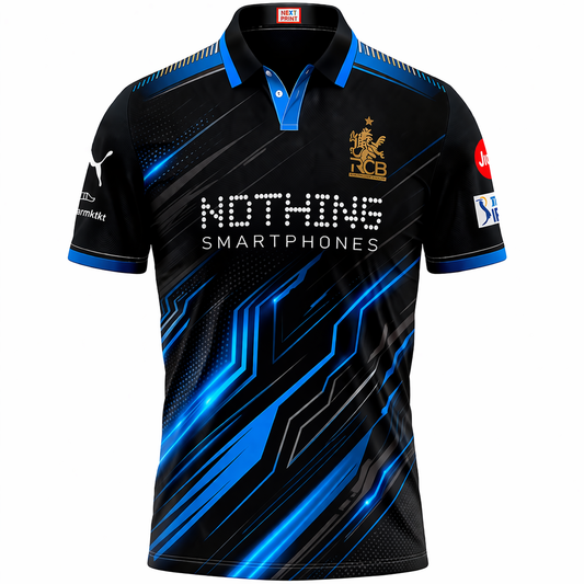 Next Print Black Blue Cricket Jersey Tech Design – Custom Name & Number Sublimation Sports T-Shirt India