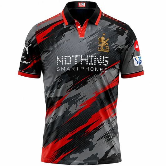Next Print Black Red Cricket Jersey RCB Style – Custom Name & Number Abstract Sublimation Sports T-Shirt India
