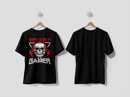 NEXT PRINT Born to be a gamer Gaming design printed t-shirt - Next Print
