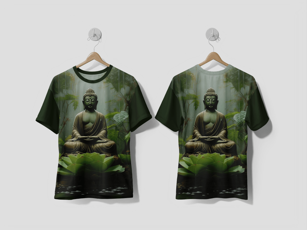 NEXT PRINT Buddha statue in nature Design printed t-shirt - Next Print