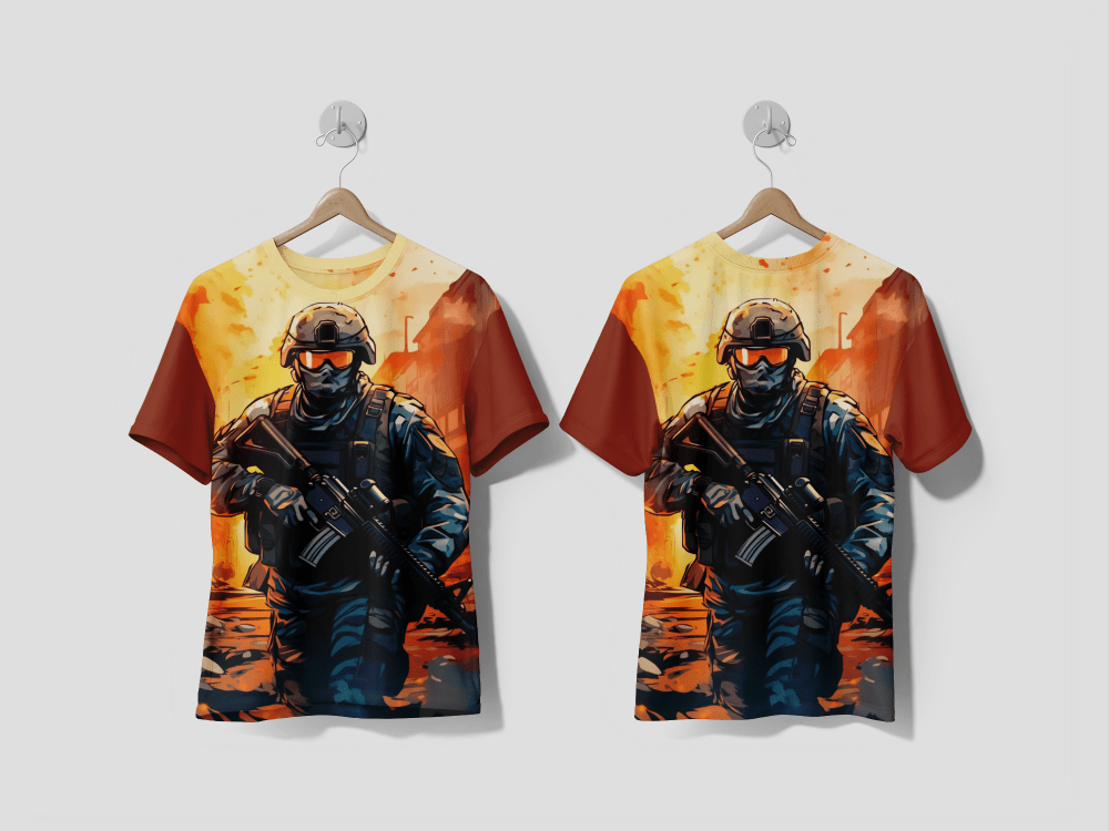 NEXT PRINT Cartoon soldier with combat war design t-shirt - Next Print
