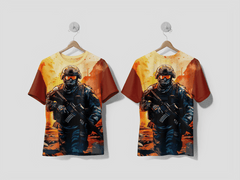 NEXT PRINT Cartoon soldier with combat war design t-shirt - Next Print