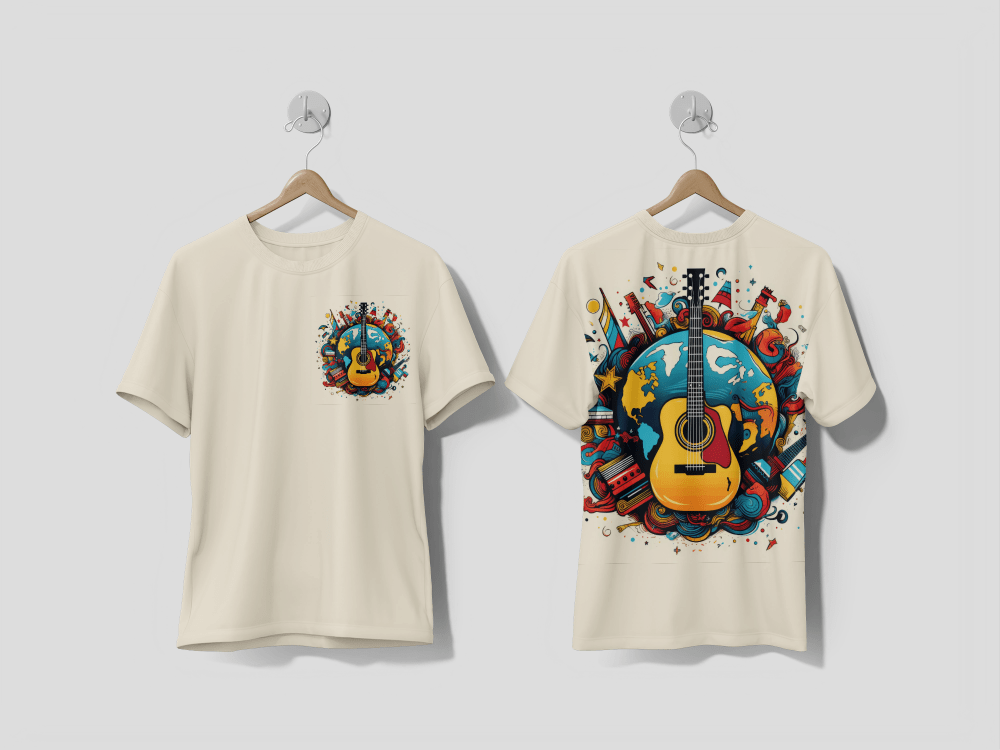 Next Print Cartoon style guitar design Printed t-shirt - Next Print