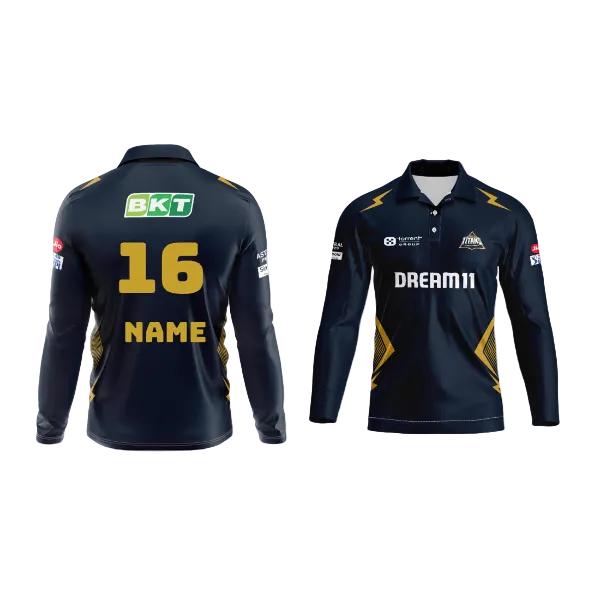 Next Print Customisable Ipl Gujrat Polo collar full sleeves jersey - Next Print