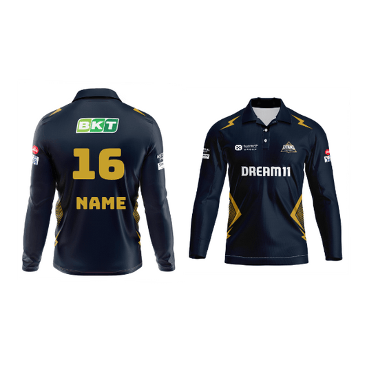 Next Print Customisable Ipl Gujrat Polo collar full sleeves jersey - Next Print