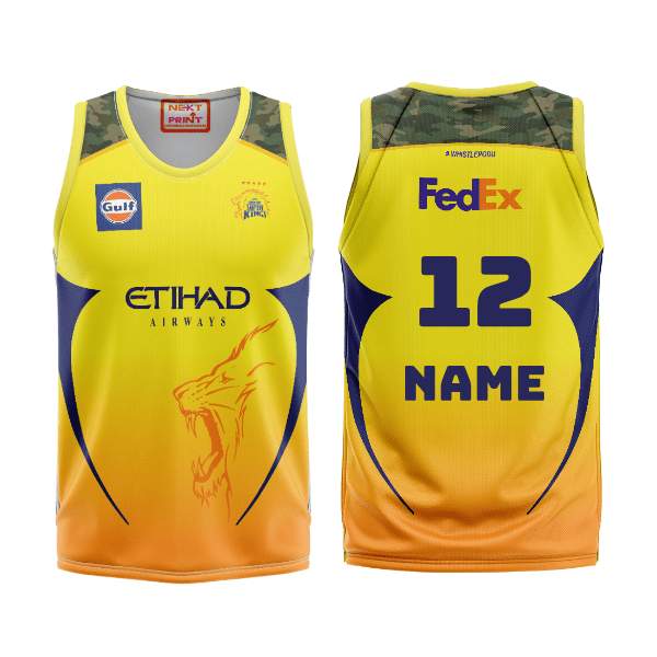 Next Print Customised Ipl Chennai Super Kings Basketball Printed Jersey. - Next Print