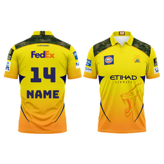 Next Print Customised Ipl Chennai Super Kings Polo Collar Half Sleeves Printed Jersey. - Next Print