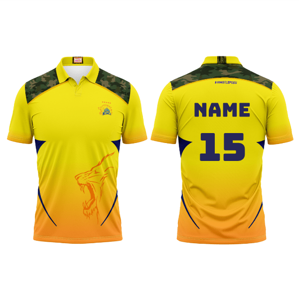 Next Print Customised Ipl Chennai Super Kings Polo Collar Printed Jersey. - Next Print