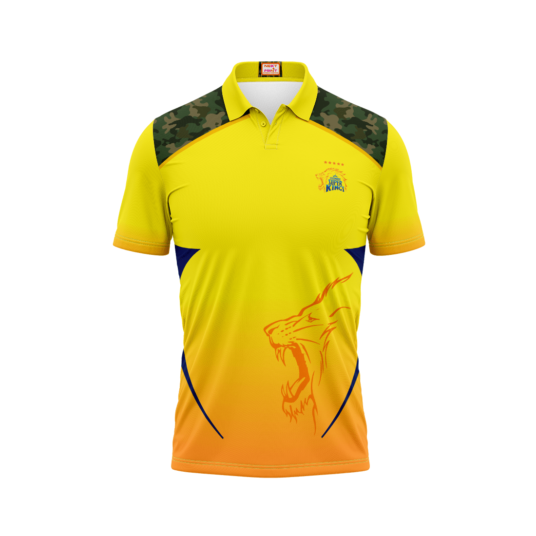 Next Print Customised Ipl Chennai Super Kings Polo Collar Printed Jersey. - Next Print