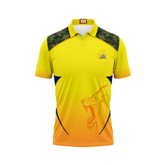 Next Print Customised Ipl Chennai Super Kings Polo Collar Printed Jersey. - Next Print