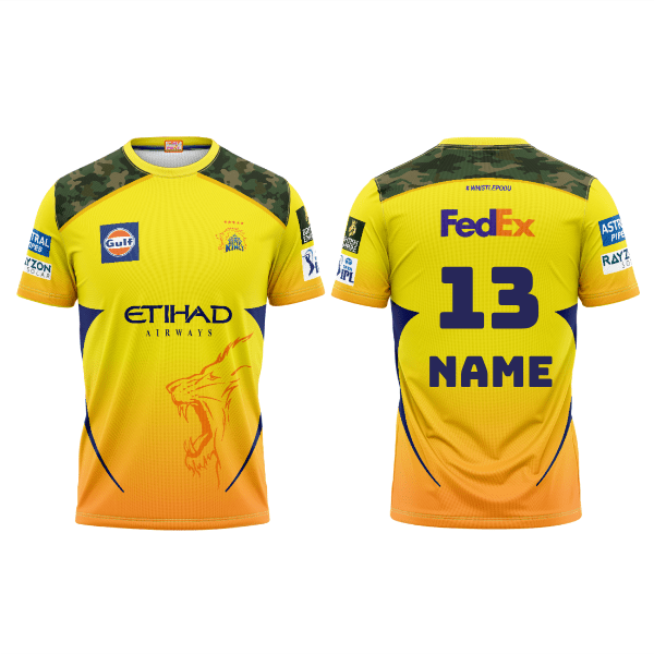 Next Print Customised Ipl Chennai Super Kings Round Neck Printed Jersey. - Next Print