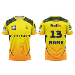 Next Print Customised Ipl Chennai Super Kings Round Neck Printed Jersey. - Next Print