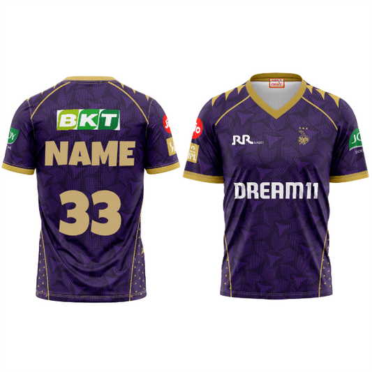 Next Print Customised Ipl Kolkata Knight Riders Printed V Neck Jersey. - Next Print