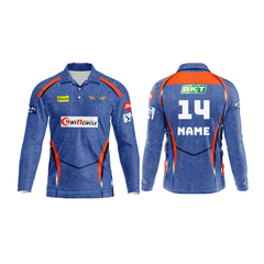 Next Print Customised Ipl Lucknow Super Giants Printed Polo Collar Full Sleeve Jersey. - Next Print