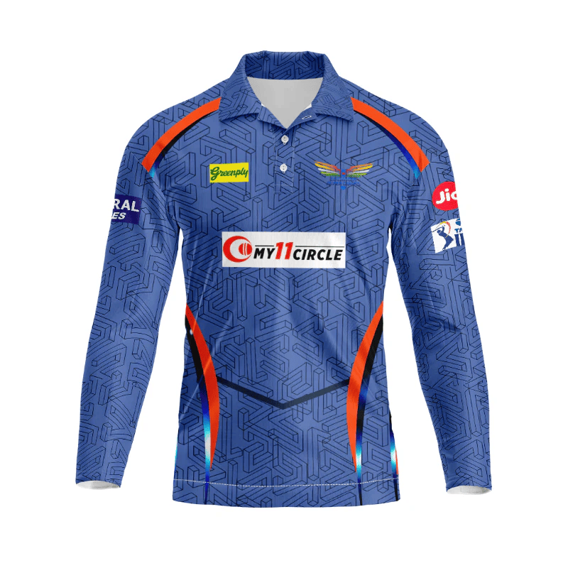 Next Print Customised Ipl Lucknow Super Giants Printed Polo Collar Full Sleeve Jersey. - Next Print