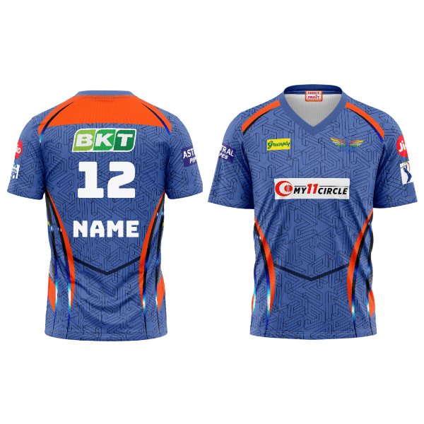 Next Print Customised Ipl Lucknow Super Giants Printed V Neck Jersey. - Next Print