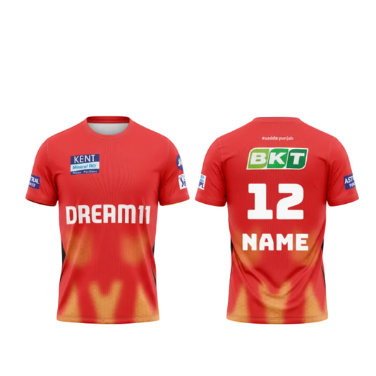 Next Print Customised Ipl Punjab Kings Printed Round Neck Jersey - Next Print