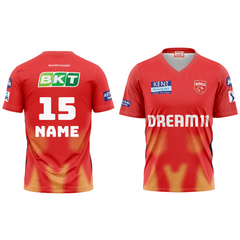 Next Print Customised Ipl Punjab Kings Printed V Neck Jersey - Next Print