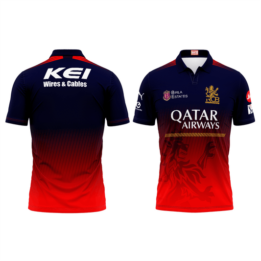 Next Print Customised Ipl Royal Challengers Bengaluru Printed Polo Collar 2025 Jersey. - Next Print
