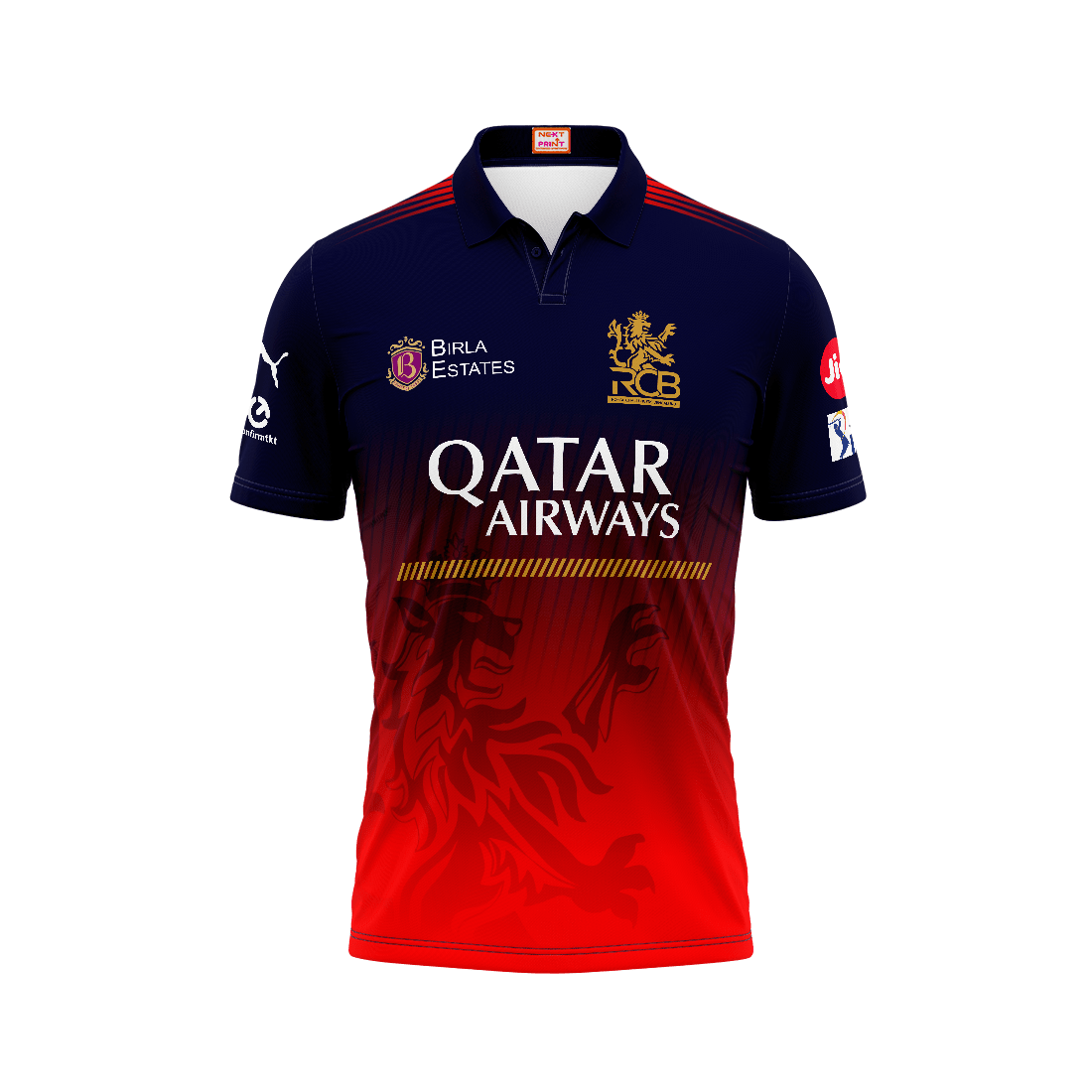 Next Print Customised Ipl Royal Challengers Bengaluru Printed Polo Collar 2025 Jersey. - Next Print