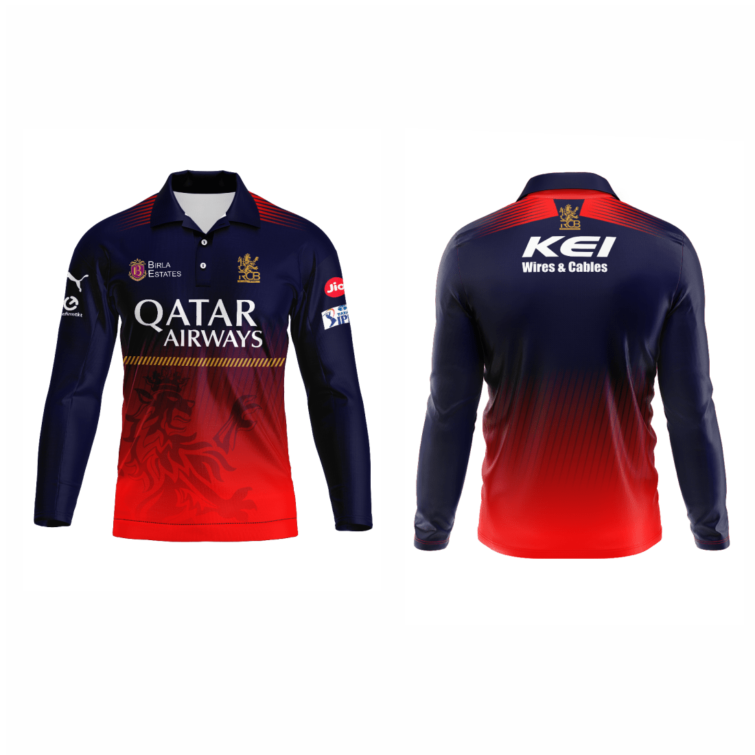 Next Print Customised Ipl Royal Challengers Bengaluru Printed Polo Collar Full Sleeves 2025 Jersey - Next Print