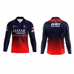 Next Print Customised Ipl Royal Challengers Bengaluru Printed Polo Collar Full Sleeves 2025 Jersey - Next Print