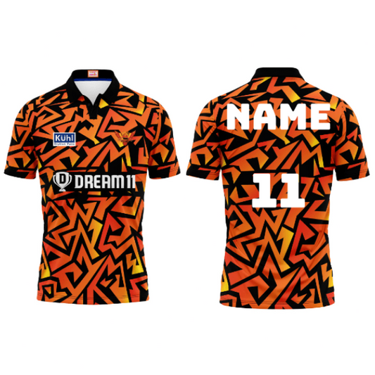 Next Print Customised Ipl Sunrisers Hyderabad Printed Polo Collar Jersey. - Next Print