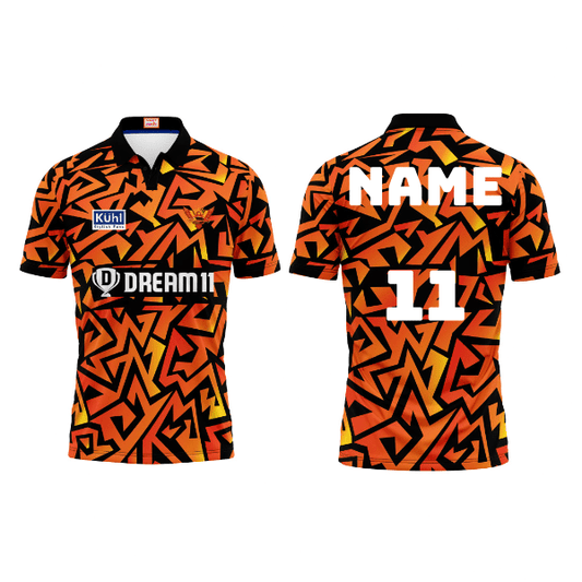 Next Print Customised Ipl Sunrisers Hyderabad Printed Polo Collar Jersey. - Next Print