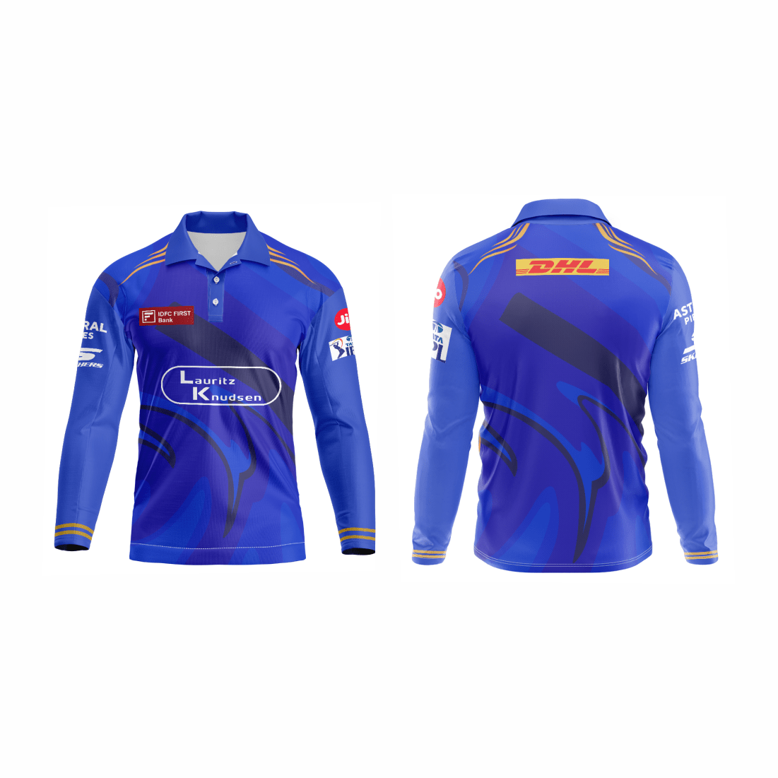 Next Print Customised Mumbai Jersey Printed Polo Collar Full Sleeves T-Shirt. - Next Print