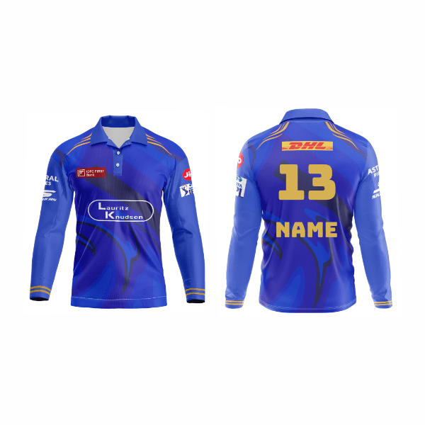 Next Print Customised Mumbai Jersey Printed Polo Collar Full Sleeves T-Shirt. - Next Print