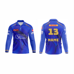 Next Print Customised Mumbai Jersey Printed Polo Collar Full Sleeves T-Shirt. - Next Print