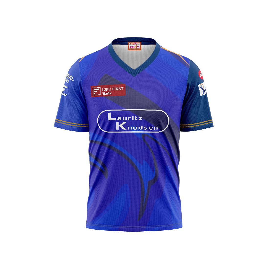 Next Print Customised Mumbai Jersey Printed V Neck T-Shirt. - Next Print