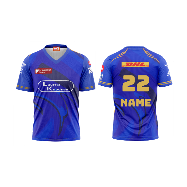 Next Print Customised Mumbai Jersey Printed V Neck T-Shirt. - Next Print