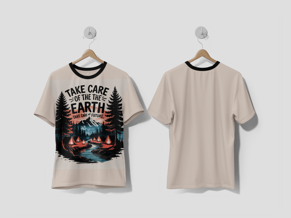 Next Print Earths Embrace A Nature Inspired Illustration for Environmental Stewardship Printed T-shirt - Next Print