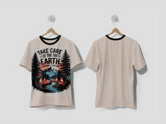 Next Print Earths Embrace A Nature Inspired Illustration for Environmental Stewardship Printed T-shirt - Next Print