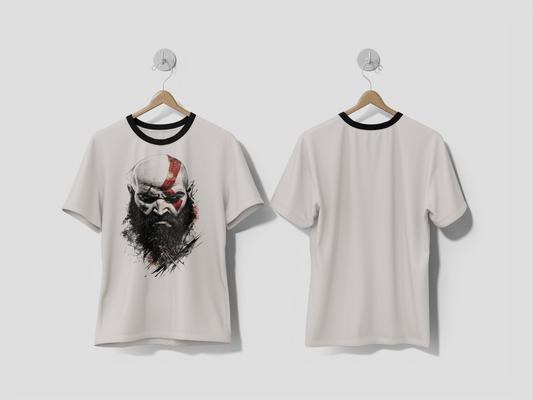 Next Print Full Color Tattoo Design of Kratos Portrait Art design t-shirt - Next Print