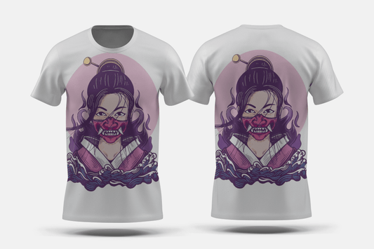 Next Print Geisha mask oni japan design illustration Printed t-shirt - Next Print