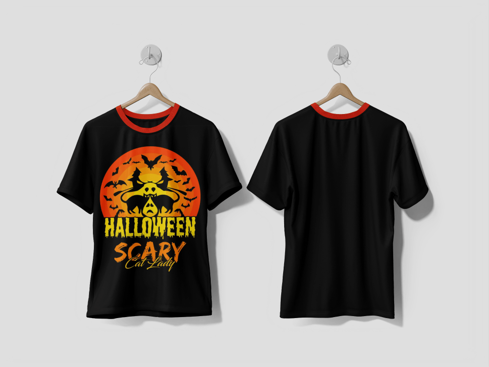 Next Print Halloween Scary Cat Lady T shirt Design Printed t-shirt - Next Print