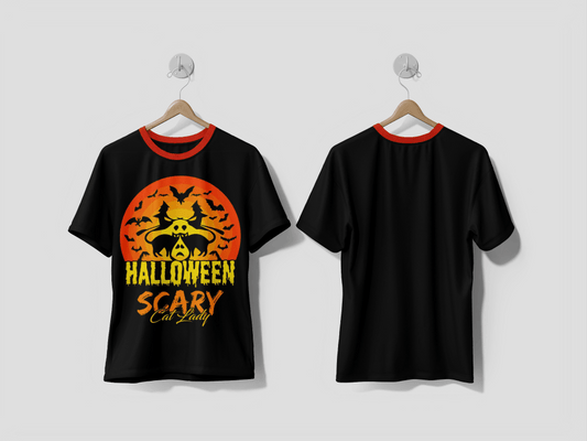 Next Print Halloween Scary Cat Lady T shirt Design Printed t-shirt - Next Print