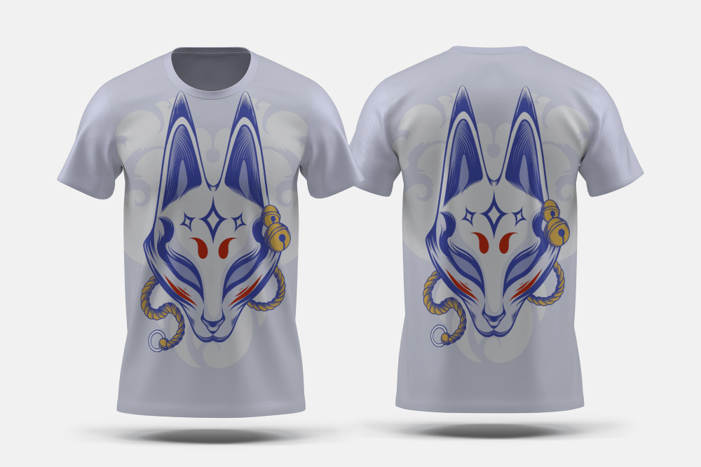 Next Print Hand drawn kitsune mask illustration Printed t-shirt - Next Print