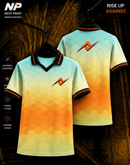 Next Print Hexa Gradient Premium Sublimation Polo Jersey Front and Back with Honeycomb Pattern