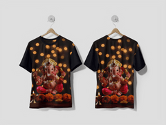 Next Print Hindu God Ganesha with Blurred bokeh lights, Ganesha Idol Printed t-shirt - Next Print