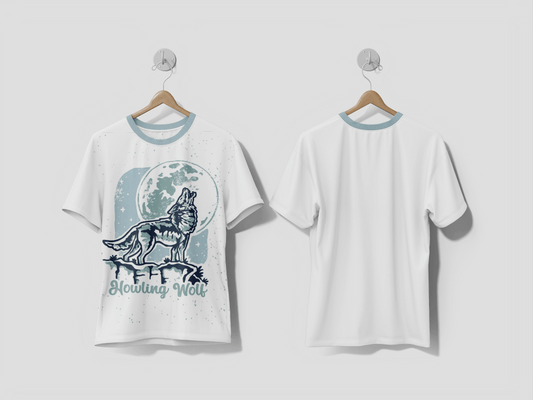 NEXT PRINT Howling wolf minimalist t-shirt design - Next Print