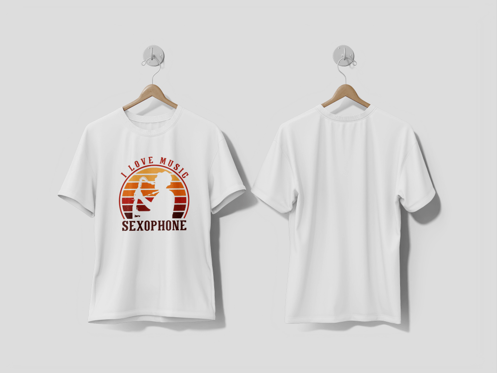 Next Print I love music saxophone silhouette Design Printed T-shirts - Next Print