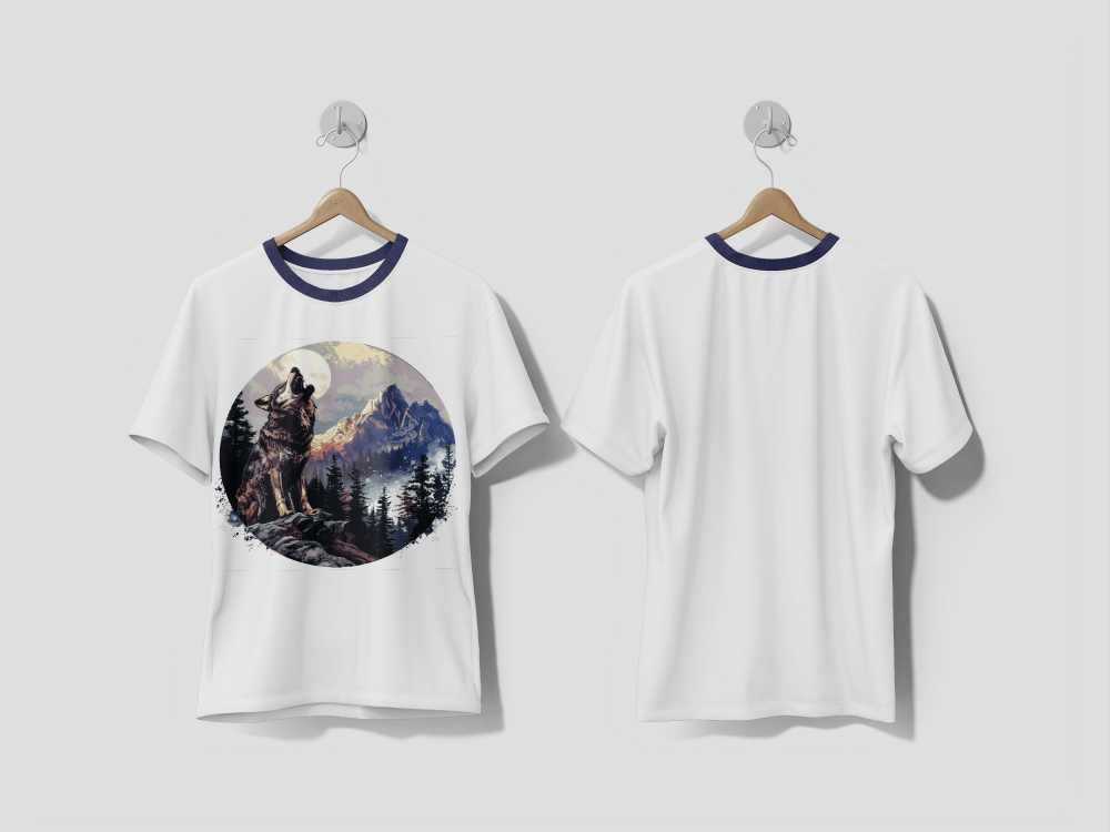 NEXT PRINT Illustration art of wolf colorful in circle design t-shirt - Next Print